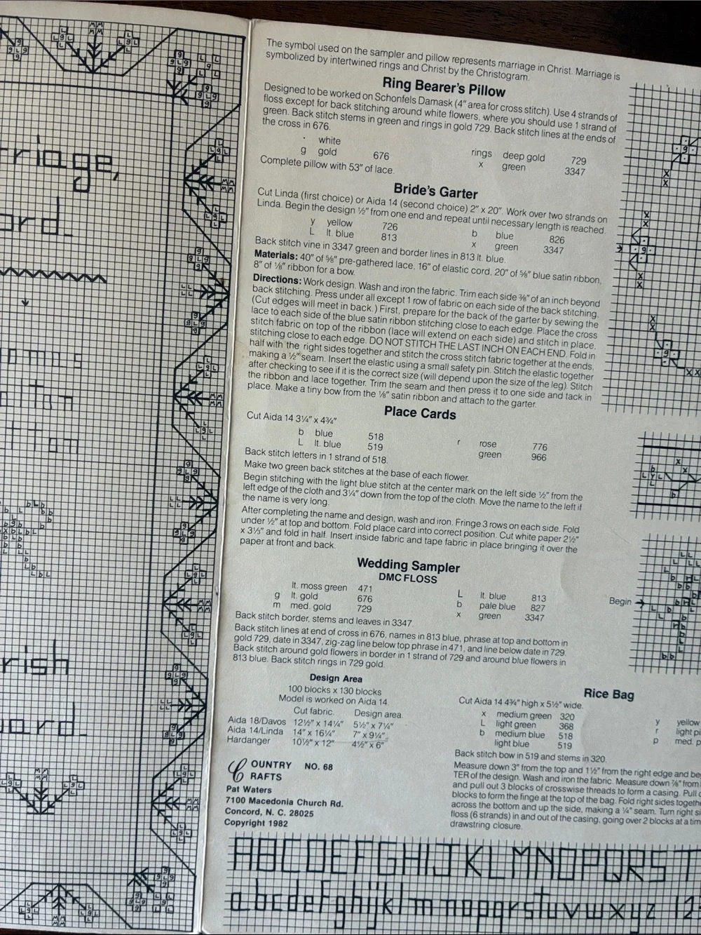 “Wedding Designs” Cross-Stitch Pattern Leaflet — Country Crafts, Pat Waters